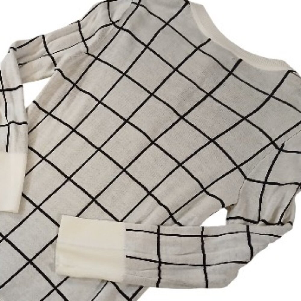HALOGEN by Nordstrom Ivory/Black Plaid Knit Cardigan - Picture 6 of 11